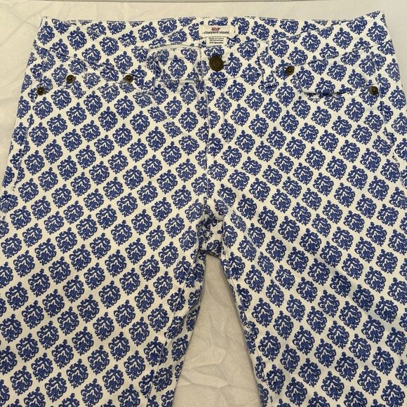 Vineyard Vines Gustavia White Blue Printed Mid Rise Skinny Ankle Jeans Size 4 - Picture 2 of 7